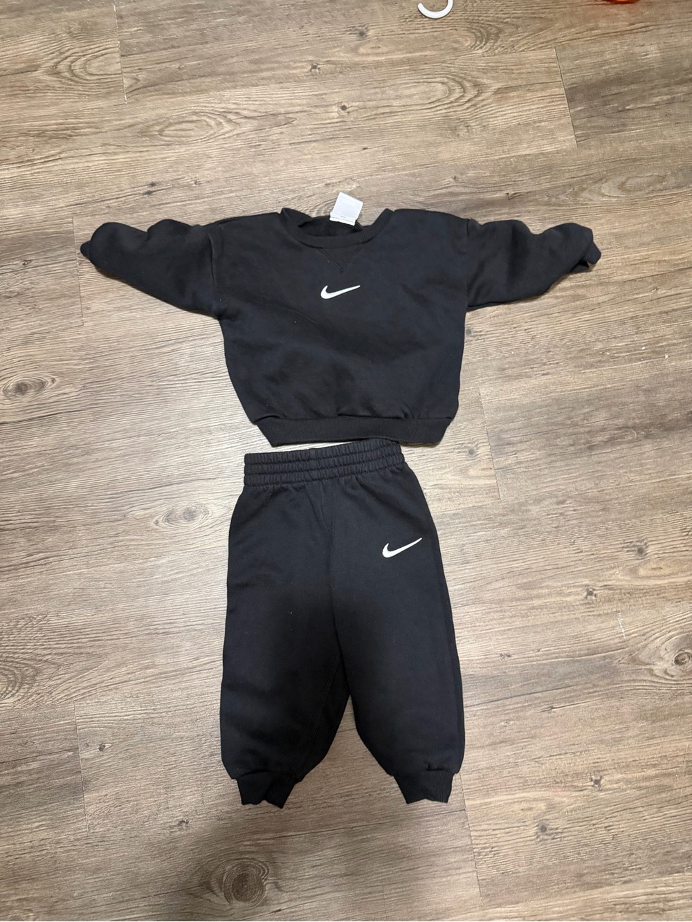 Nike Kids Black Sweatshirt and Joggers with White Swoosh